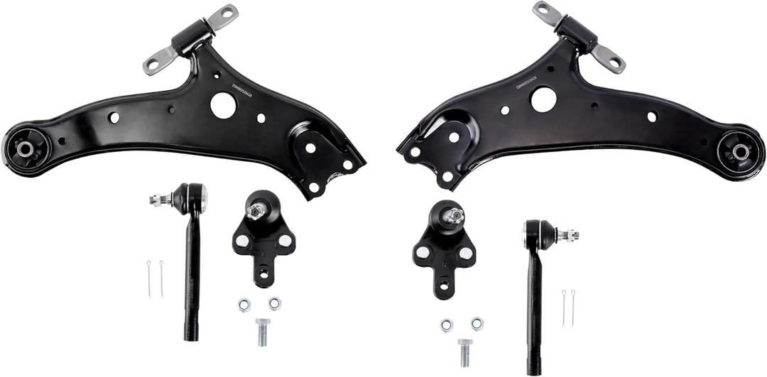 Front Suspension Kit (2x Control Arms, 2x Ball Joints, 2x Tie Rod Ends) Compatible with 2008-2019 Toyota Highlander/Venza/Lexus RX350/RX450h 2.7L/3.5L FWD/AWD