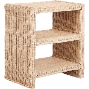 JONATHAN Y NST1000A Praerie 22" Coastal Bohemian Rattan/Wood 3 Tier End Table for Home, Living Room, Bedroom, Guest Room, Entryway, Natural, 19.68" W x 13.38" D x 22.04" H