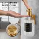 Shower Shampoo Dispenser Wall Mounted Refillable 16.9 oz Clear Bottle with Stainless Steel Pump & No-Drill Adhesive Holder Soap Dispenser for Bathroom (1 X Clear/Gold)