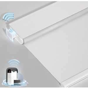 Smart Motorized Blinds with Remote, Cordless No-Drill Automatic Roller Shades, Blackout Electric Blind for Windows, White, 34.5 x 72