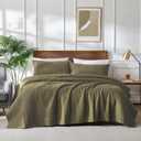 palassio Green Cotton Quilt Twin Size Bedding Sets with Pillow Shams, Olive Lightweight Soft Bedspread Coverlet, Sage Quilted Comforter Bed Cover for All Season, 2 Pieces, 68x86 inches