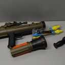 Toy Rocket Launcher, Rocket Gun with 3 Foam Rockets, Toy Rocket Barrel Launcher RPG Gun, with Sound, Vibration, LED Effects, Military Pretend Play Blaster Toy Gun (Brown)