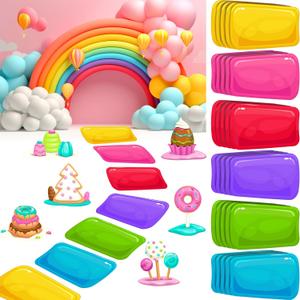 Colorful PVC Floor Stickers Candy Themed Floor Decals Candy Themed Party Decoration for Theme Birthday Party Supplies Halloween Trunk or Treat Car Decorations(30 Pcs,16.1 x 10.2 Inch)