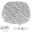 11 Speed Bike Chain,VDHU Bicycle Chain for Road Bicycles,Mountain Bike,MTB Mountain Racing Cycling Accessories with 1 Pairs Bicycle Buckle,Full Silver Plating 116 Links with Quick Link