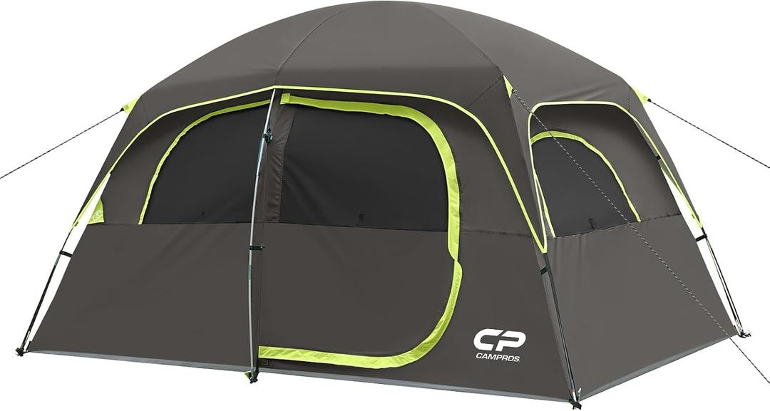 CAMPROS CP Upgraded 6 Person Camping Tents, Waterproof Windproof Family Tent with Larger Mesh Windows & Door, Double Layer, Easy Set Up, All-Season Dome Tent with Top Rainfly & Carry Bag