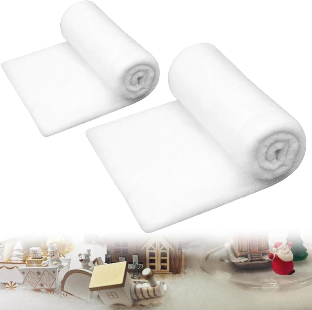 2 Rolls (40x150cm + 80x240cm), Snow Blanket, Fake Snow Blanket for Christmas Village, Christmas Snow Blanket, Decorative Winter Scenery