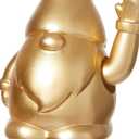 WDS WONDROUS Christmas Gnome Decor, Santa Figurine Gold Handmade Elf Waving Arm Decor for Home Office Shelf Tabletop Holiday Decoration (6.3") (set of 1)