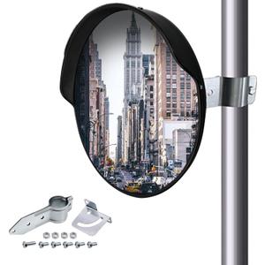 CNQLIS 18 Inch Convex Mirror Outdoor with Adjustable Wall Fixing Bracket | Blindspot Traffic Mirror for Driveway Garage Park Outdoor Wide Angle View Curved Security Blind Spot