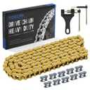 YOXUFA 420 Chain 132 Links Replacement for 110cc 125cc 70cc 50cc SSR TaoTao Apollo Coolster Kazuma Pit Dirt Bike ATV 4 Wheel Predator 212 Coleman CT200U Baja MB200 Mini Bike Go Kart Gold Parts