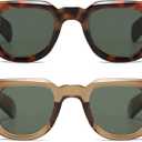 PORADAY Square Sunglasses for Women Men Trendy Thick Frame Sun Glasses Black Shades