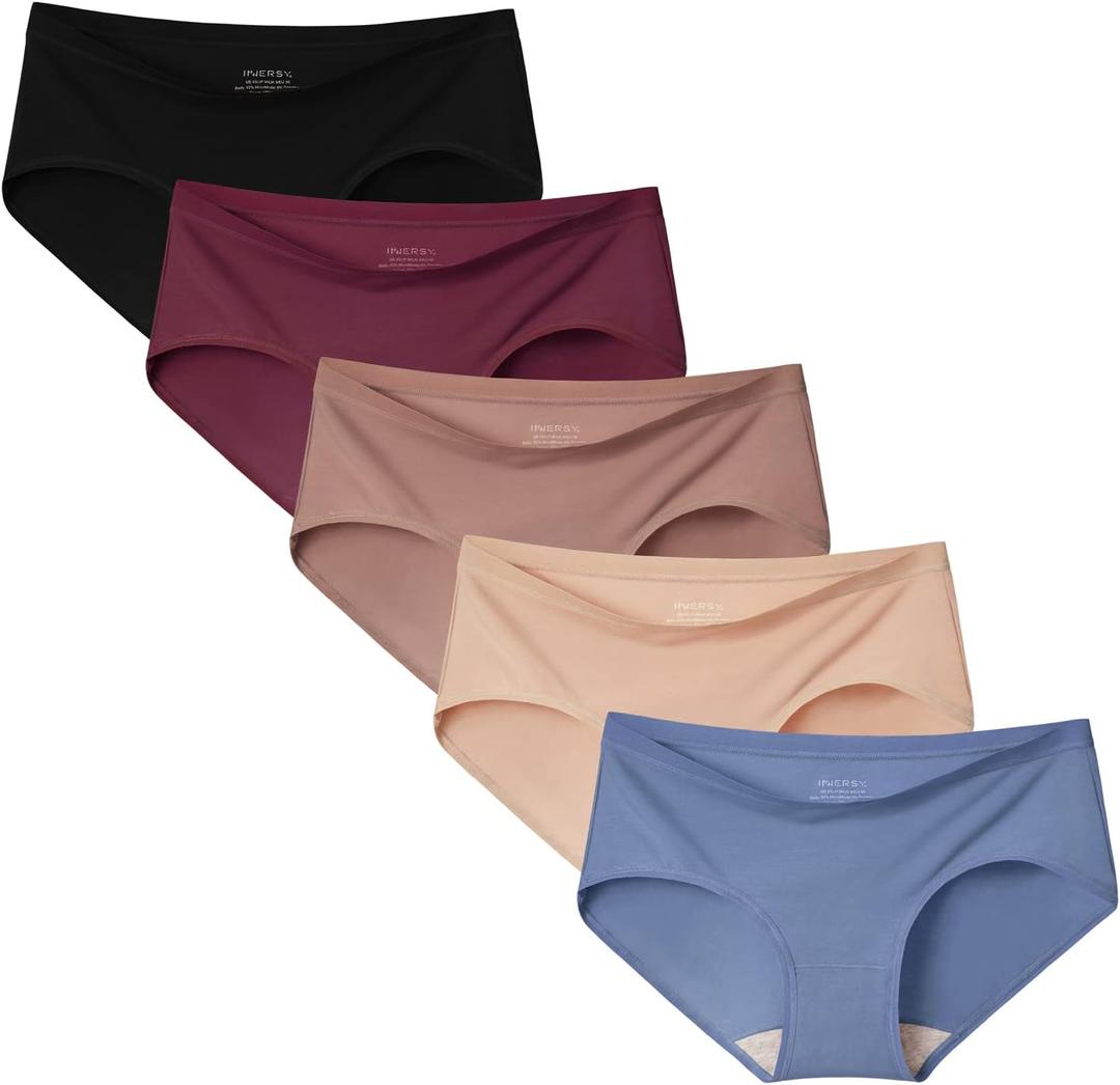 INNERSY Women's Soft & Thin No Show Modal Underwear Quick Dry Panties for Summer 5-Pack (X-Large, Morandi)
