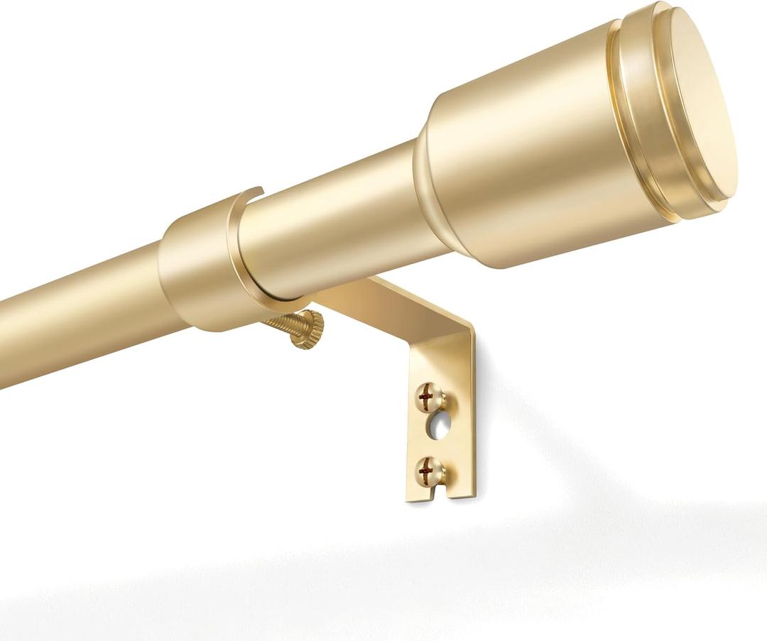 5/8 Diameter Curtain Rods 30-90 Inch, for 30-84 Inch Windows, Adjustable Splicing Gold Curtain Rods for Windows with Brackets, Window Rod Long Small Curtains Rod