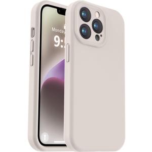 Vooii Compatible with iPhone 13 Pro Max Case, Liquid Silicone Upgrade [Camera Protection] [Soft Anti-Scratch Microfiber Lining] Shockproof Phone Case for iPhone 13 Pro Max 6.7 inch - Stone