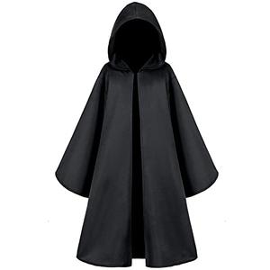 TOGROP Knight Costume for Kids Robe Hooded Boys Cloak Cosplay Black 12-14 Years
