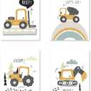 2 x PUHEI Construction Truck Boys Room Wall Art Prints Set of 4, Construction Wall Posters Decor for Toddler Boy Room Nursery Playroom, Digger Little Boy Room Poster Prints (8 x 10 Inches Unframed)