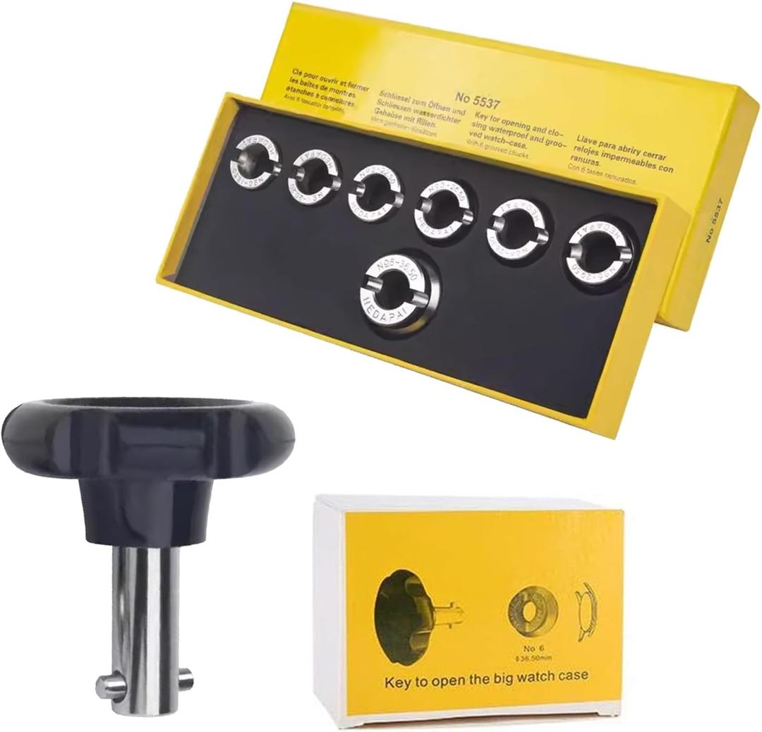 Watch Repair Tool & Kits, Watch Opener Tool 5537 Watch Back Case Opener Closer Remover Watch Battery Replacement Tool Watch Case Back Opener for Watch Watchmaker Repair Tool with 7 Grooved Chucks