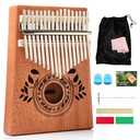UNOKKI Kalimba 17 Key Thumb Piano, Portable Mahogany Mbira Finger Piano with Instruction, Carrying Bag, Tune Hammer, Holiday Gift for Kids, Light Brown - Musical Instruments for Kids