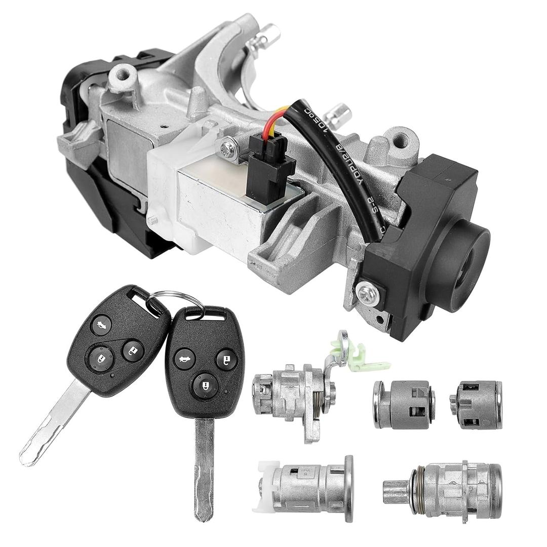 Upgrade Complete Set Ignition Switch - with Cylinder Door Lock Trans Key Compatible with Honda Accord 2003-2007