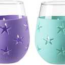 Hyperspace 20 OZ Stemless Wine Glass, Beverage Glass with Protective Silicone Sleeve (4COLOR ASST Star)