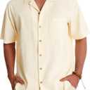 Alimens & Gentle Mens Linen Shirts Cotton Hawaiian Shirts Short Sleeve Button Down Shirts Casual Summer Beach Tops 4XL