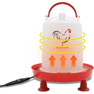 WISMOIER 3L Heated Chicken Waterer for Winter Automatic Chicken Water Heater with Leg Support,35W BPA-Free Poultry Waterer Auto-Fill Heated Watering System for Chicken Coop