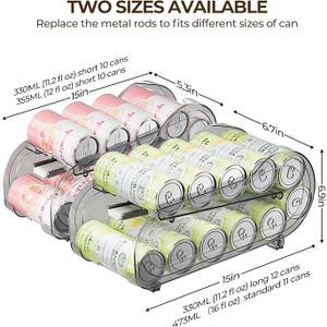 Drink Organizer for Fridge, Soda Can Organizer Dispenser for Refrigerator with Automatic Rolling,Organize Standard Size 11.15oz or 12oz Cans Drink,Save space for Fridge、Kitchen、countertop （2 pack）