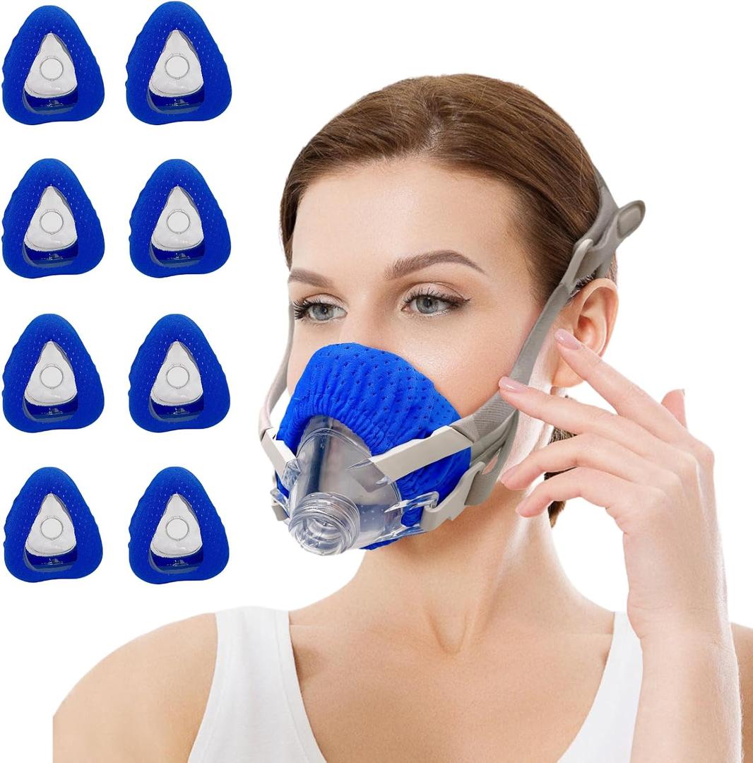 8 Pack CPAP Mask Liners Comfort Silky CPAP Mask Covers One Size Compatible with F20/F10 And Most Full Face Style CPAP Mask Improve The Comfort of Wearing The Mask (Not Fit Nasal Style CPAP Mask (Blue)