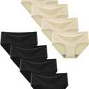 Finihen Teen Girls Underwear Seamless Big Girls Panties No Show Multipack. (13-14 Years, Black Flesh Color)