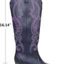 Hawkwell Women's Cowboy Cowgirl Boots Slip On Pointed Toe and Block Heel Shoes with Classic Embroidered Pull On Tall Boot for Ladies Dress Western Knee High Boots, US 10