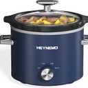 2 QT Small Slow Cooker, 3 Adjustable Temp, Upgraded Ceramic Pot, Easy Clean-up, Nutrient Loss Reduction, Sauces, Stews & Dips, Stainless Steel, Blue