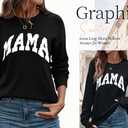 IECCP Womens Fashion Fall Mama Pullover Sweaters Long Sleeve Crewneck Knit Tops Casual Trendy Mothers Day for Mom Winter 2024 Black XL