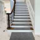PURE ERA Bullnose Carpet Stair Treads Set Tape Free Non-Slip Indoor Stair Protectors Pet Friendly Rugs Covers Soft Skid Resistant Washable Reusable 9.5" x 30"(2 Pieces,Dark Gray), 2 Pieces with Bullnose
