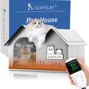 Sturdy Heated Cat House for Winter, Waterproof Insulated Outdoor Cat House with Heating Pad,Weatherproof Warm Feral Cats Shelter for Multiple Cats,Suitable for All Seasons(28"D x 17"W x 18"H) (Large, Gray)