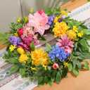 Spring Wreaths for Front Door, 24 Inch Greenery Front Door Wreath with Peonies Dahlias Hydrangeas, Artificial Home Decorations for Indoor Outdoor Window Wall,Outside Floral Wreath Decor for Home Porch