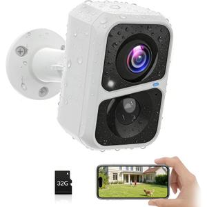 Vicohome 2K Battery-Powered WiFi Security Camera, Outdoor/Indoor with AI Motion Detection, Full Color Night Vision, 2-Way Audio, Spotlight & Siren, SD/Cloud Storage(32G Card Included)