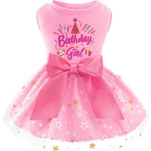 XPUDAC Dog Birthday Dress Puppy Clothes for Small Dogs Girl Birthday Party Tulle Pet Outfit, Cat Appeal-Medium