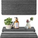 2PCS Water Absorbing Stone Tray, Quick Drying Diatomite Stone Sink Tray, Water Absorbent Diatomite Coasters for Kitchen Sink, Bathroom Counter Hand Soap Dish Toothbrush Holders (2pcs 2110cm Dark Gray Stripe)