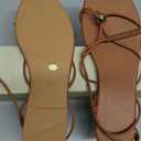 Strappy Flat Sandals for Women Comfortable Open Round Toe Sandals Dressy Beach Thong Flip Flop Slides (8.5, Brown)