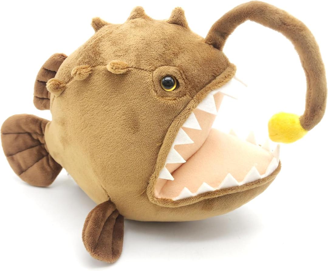JIANEEXSQ Realistic Angler Fish Stuffed Animal Doll, Simulation Anglerfish Plush Toy, Deep Sea Ocean Animal Plush, Children's Birthday Gift, Collection Decoration