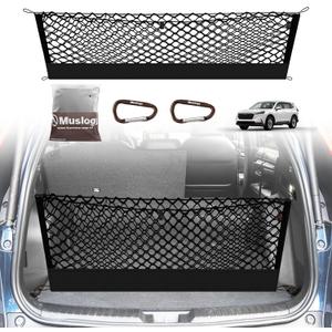 Muslogy Truck Bed Cargo Net Trunk Netting Compatible with 2023-2025 2026 Honda CR-V Accessories, Pickup Cargo Organizer SUV Sedan Storage Net w/Heavy Duty Carabiners