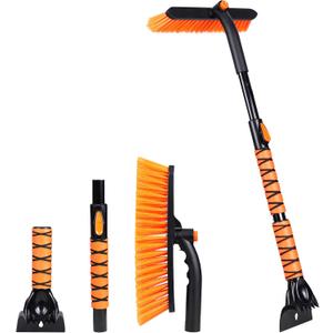 EcoNour 36" Extendable Snow Brush and Ice Scraper | 3-in-1 Telescopic Snow Removal Brush with 360° Rotating Head for Car Windshield | Ice Scraper for SUV, Truck, and Car | Winter Car Accessories