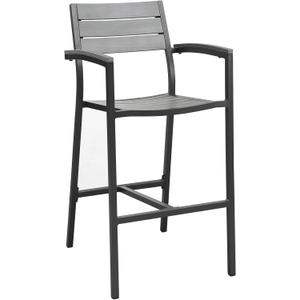 Modway Maine Aluminum Outdoor Patio Bar Stool in Brown Gray