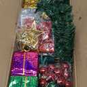 Small Christmas Tree with Lights - 23 Inch Mini Tabletop Christmas Tree with Warm-White LED Lights, Hanging Ornaments, Decorative Bow and Gift Boxes - Prelit Table Tree for DIY Christmas Decoration