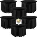 Preboun 6 Pack 5 Ft/ 60 Inch Spandex Round Tablecloths Wrinkle Free Stretchy Round Table Clothes for Round Table Tablecloth with Skirt for Party Wedding Home Decoration Parties Banquet (Black)