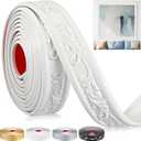 Peel and Stick PVC Crown Molding Trim Flexible Molding Trim Self Adhesive 13.1 ft x 1.8 Inch Wallpaper Wall Border Mirror Frame Baseboard Cabinet for Home Decor Edge Background(White)