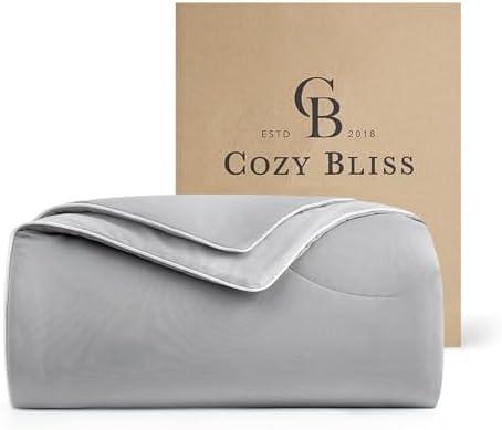 Cozy Bliss Cooling Comforter King Size Dual-Sided, Ultra-Soft Cooling Blankets for Hot Sleepers and Night Sweats, Breathable Lightweight Silky Smooth, Cool Grey