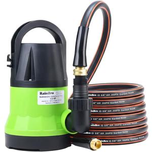 Submersible Sump Pump, 1/2 HP Sump Pump with 10ft Drain Hose Kit & 25ft Power Cord, Portable Submersible Water Pump for Pool Draining, Hot Tub, Basement Flood Removal, Garden Irrigation