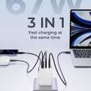 Wegear 67W USB C Charger, 3-Port GaN Fast Charging Block with Foldable Plug, Compatible with MacBook Pro/Air, iPad Pro, iPhone 16/15/Pro, Galaxy S25/S24, Note20, Pixel, Apple Watch, (White)