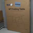 Folding Table 6ft Portable Heavy Duty Plastic Fold-in-Half Utility Foldable Table Plastic Dining Indoor Outdoor for Camping, Picnic and Party, White