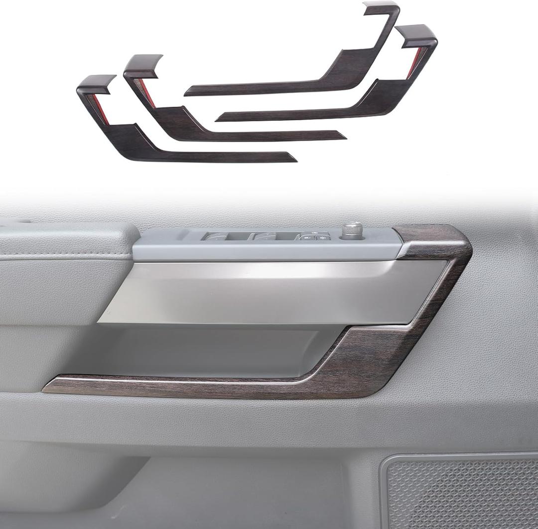 HAPPYHORSE Car Inner Door Panel Cover Trim Compatible with Toyot@ Tundra 2022 2023 2024，ABS Inner Door Handle Panel Cover Door C-Type Panel Decorative Cover Accessories (Oak Grain)